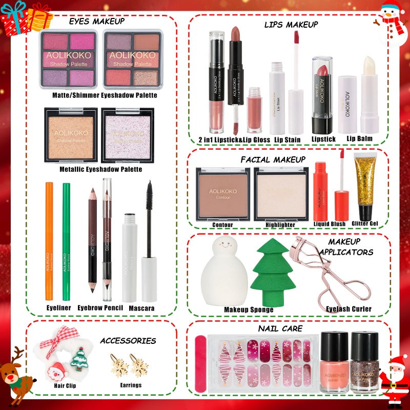 AOLIKOKO Makeup Advent Calendar 2025 for Women & Teen Girls, Xmas Countdown Calendar, 24 Days Christmas Gift Sets Full Makeup Kit Gift - Image 3